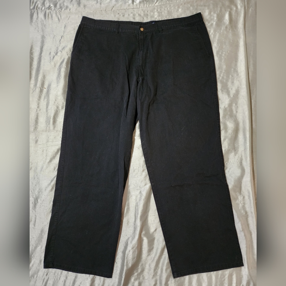 Men's Puritan Black Cotton Blend Straight Leg Casual Pants